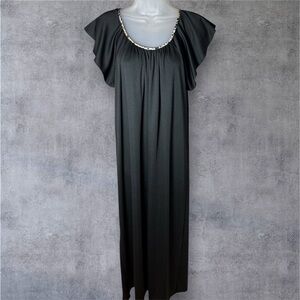 VTG 80s Mary McFadden Black Maxi Shift Dress Witchy Vampire Whimsigoth Medium
